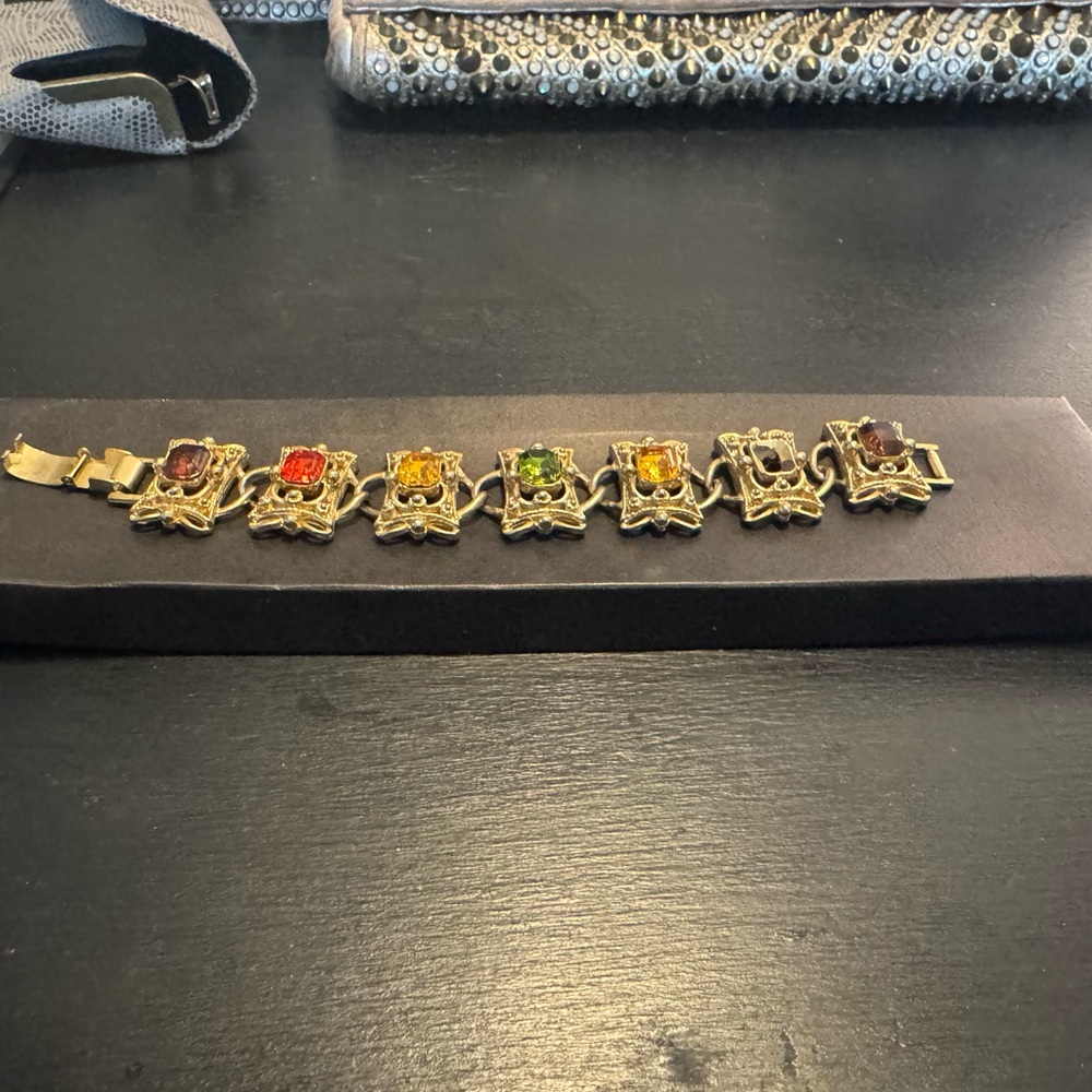 Gold Bracelet with Multicolored Gemstones